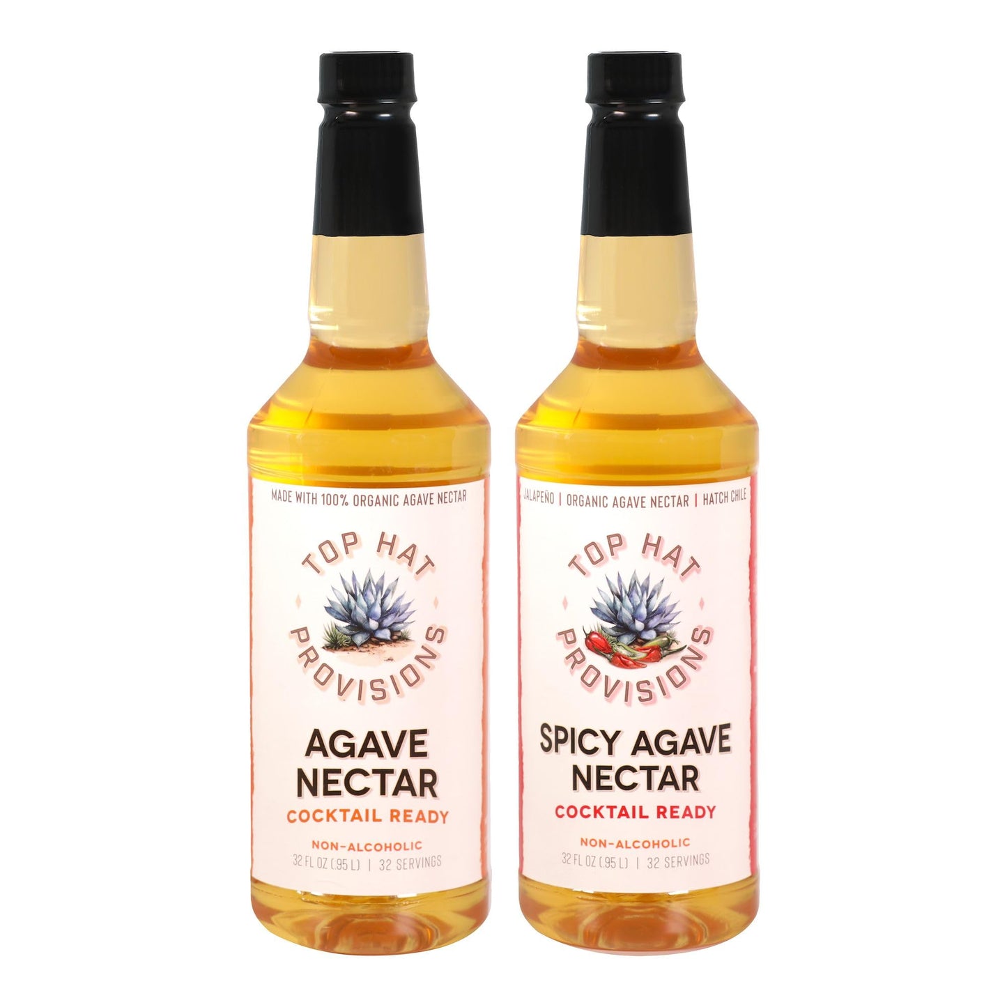 Top Hat Provisions Agave Syrup Combo Kit - Organic 32oz Bottles - 2 Pack