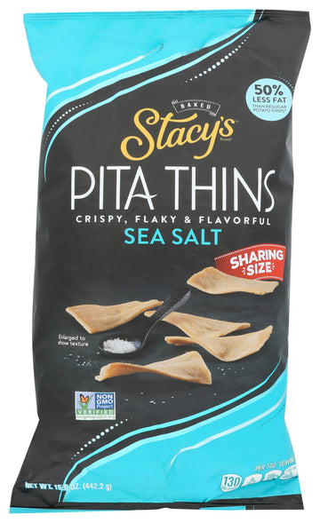 Stacys Snacks, Sea Salt Pita Thins, 15.6 Ounce