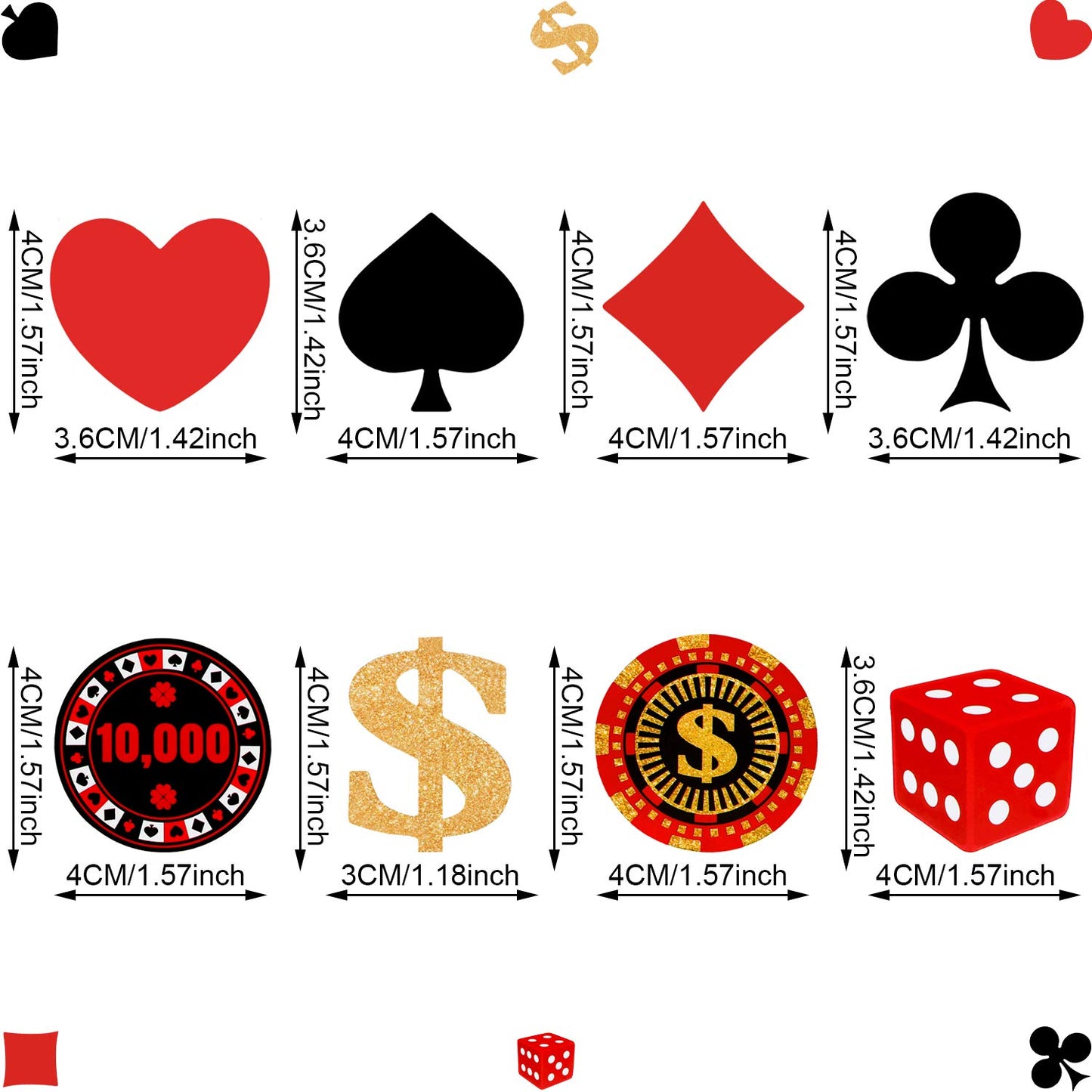 Boao  card-style Theme Party Decorations - 48 Count Bamboo Cupcake Toppers, Red, Playing Card Toothpicks for Birthdays and Celebrations