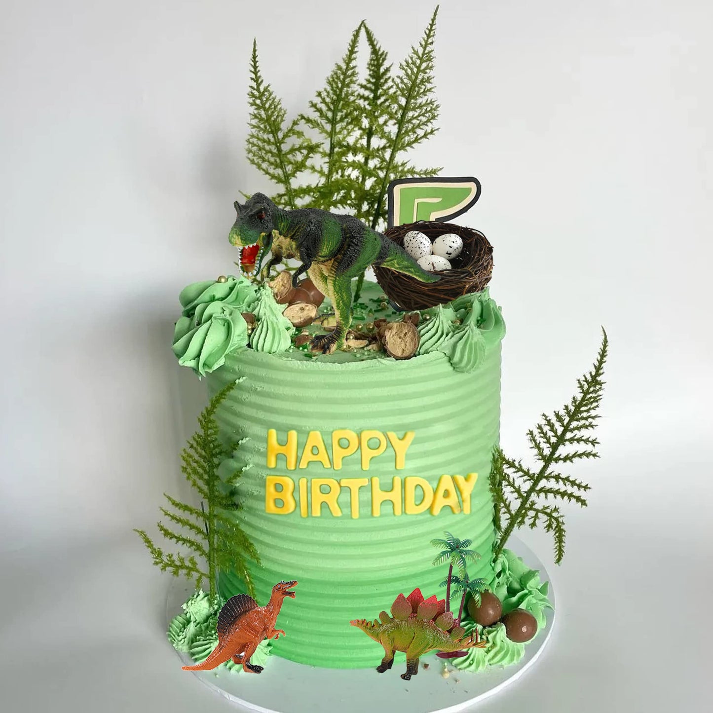 Dinosaur Cake Toppers With Dinosaur Eggs Leaves Trees Cake Decorations For Birthday Party Dinosaur Theme Party