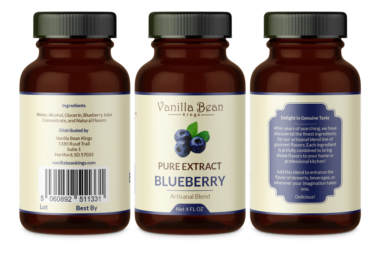 Pure Blueberry Extract For Baking And Flavoring - 4 Oz - Premium Quality Natural Flavors For Baked Goods, Desserts, & Cooking