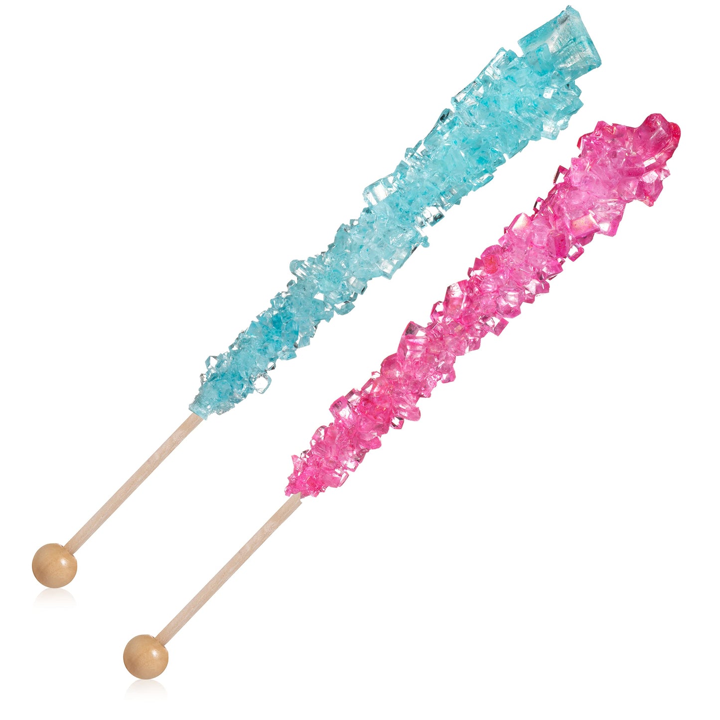 Light Blue And Pink Rock Candy Crystal Sticks - 24 Indiv. Wrapped - Cotton Candy & Cherry Flavored