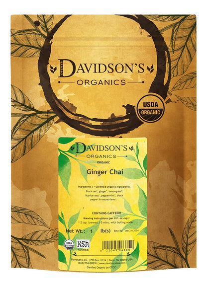 Davidsons Organics, Ginger Chai, Loose Leaf Tea, 16-Ounce Bag