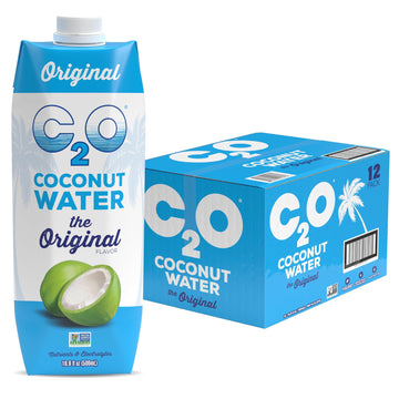 C2O Coconut Water - Original Flavor - Non-GMO - 12 Tetra Packs - 16.9 FL OZ Each