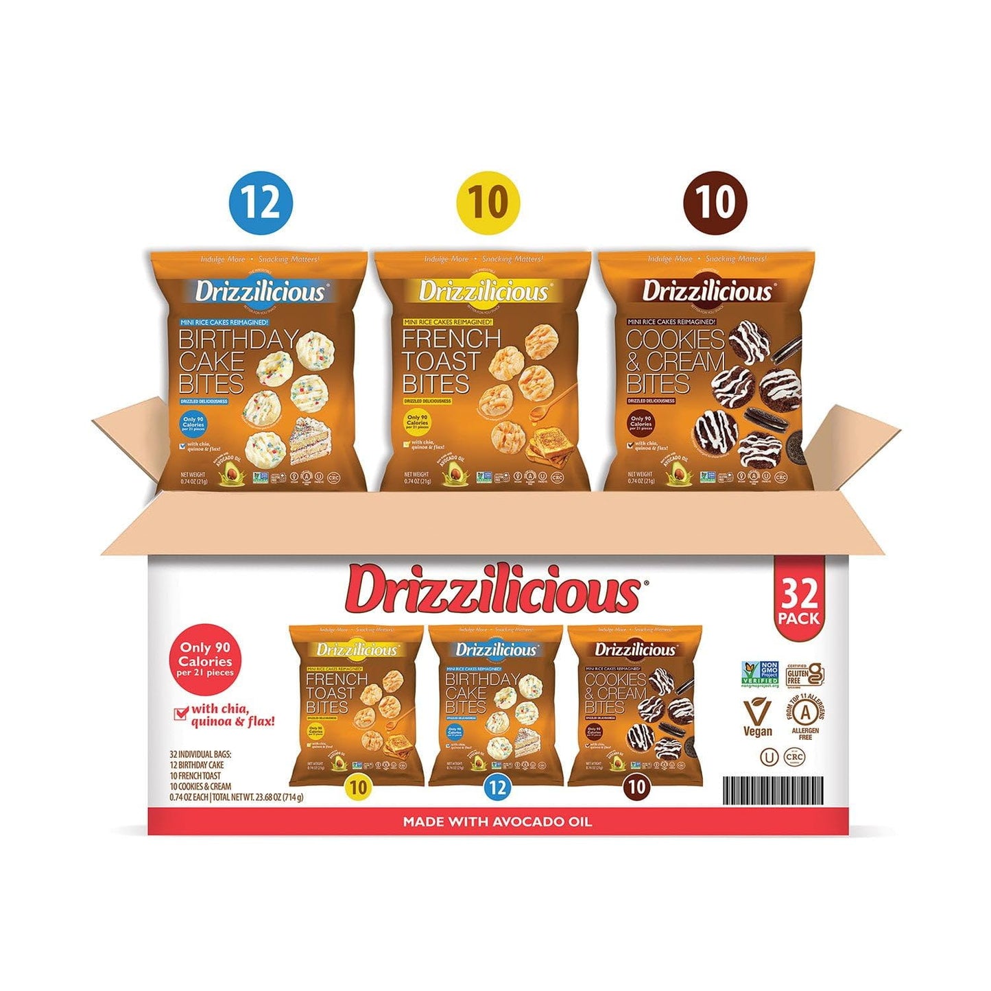 Variety Pack drizz-ilicious, 32 Count Snack Packs, 0.74 Ounce Individual Servings