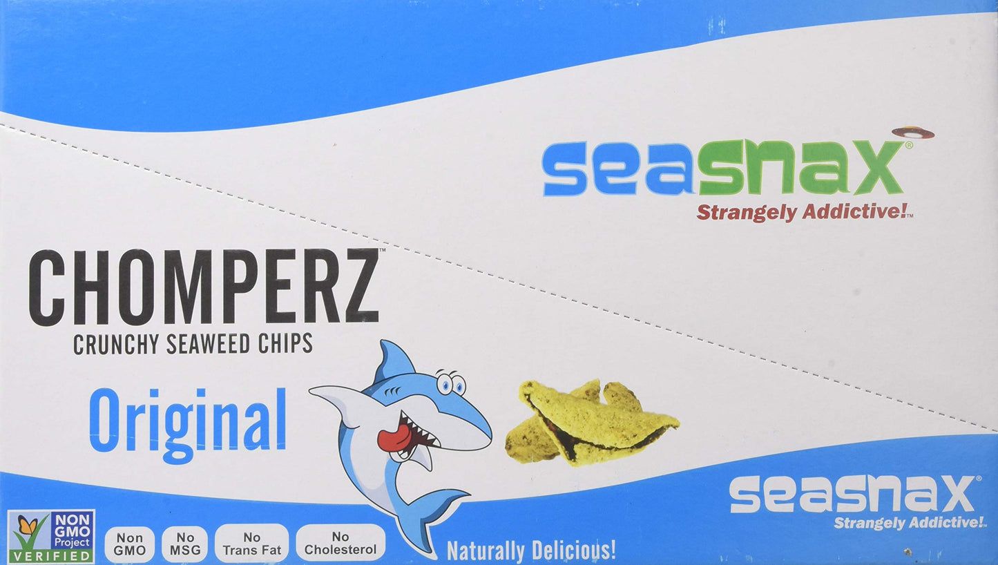 SeaSnax Chomperz Crunchy Seaweed Chips, Original, 1 Ounce (Pack of 8)
