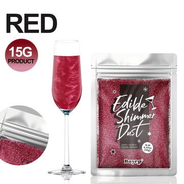 Red Edible Glitter For Cocktails Luster Dust Edible Cake Glitter 15G Food Grade Drinks Glitter Shimmer Powdered For Cake Cupcake