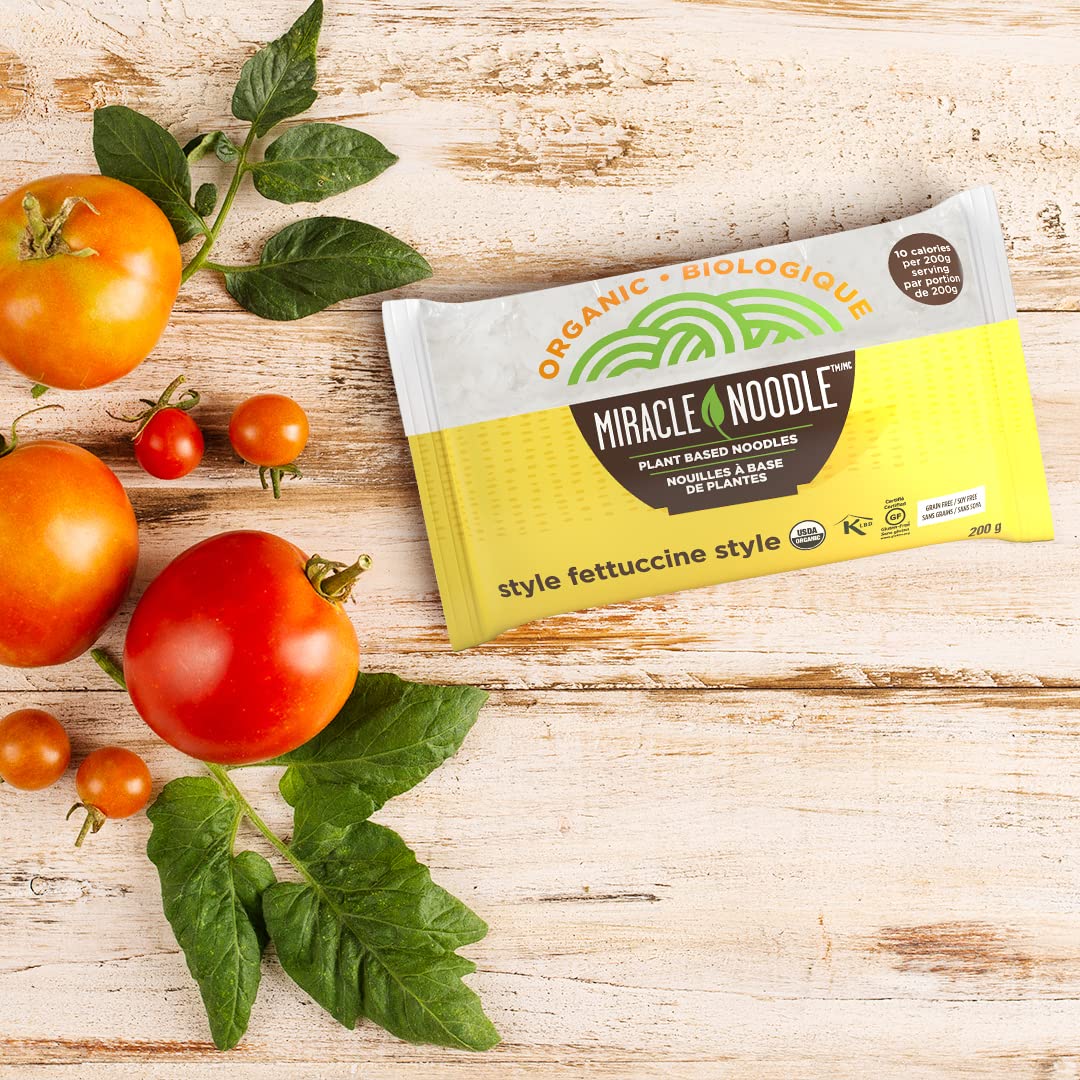 Miracle Noodle Organic Fettuccine Konjac Shirataki Noodles - Plant Based, Keto, Vegan, Gluten Free, Low In Carbs & Calories, Non