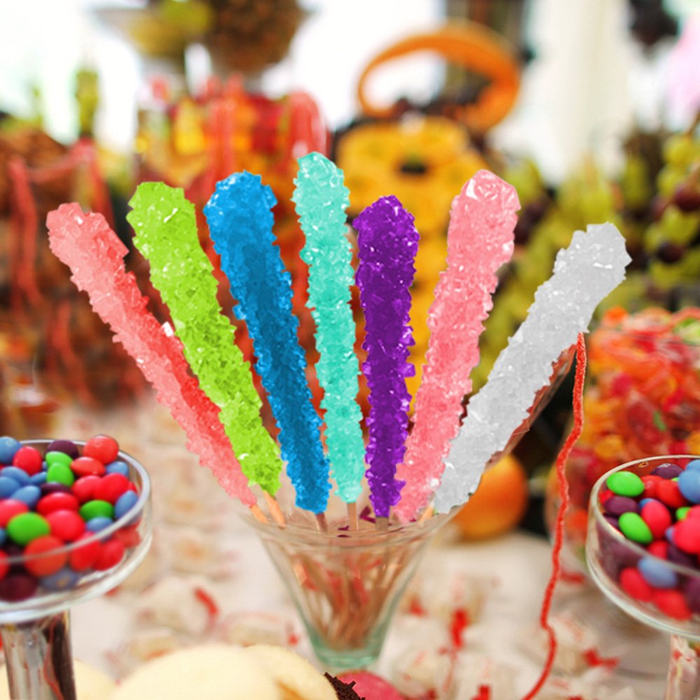 Espeez Extra Large Rock Candy Sticks - 18 Count Pink Cherry - Individually Wrapped for Parties, Favors, Buffets, Showers