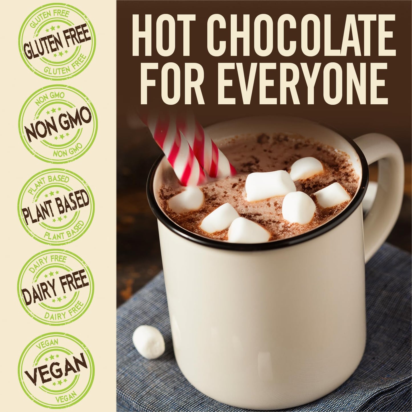 Castle Kitchen Candycane Hot Chocolate (6 Pack, 14Oz Ea.) - Dairy Free, Vegan Christmas Hot Cocoa Mix Made With Dark Chocolate A