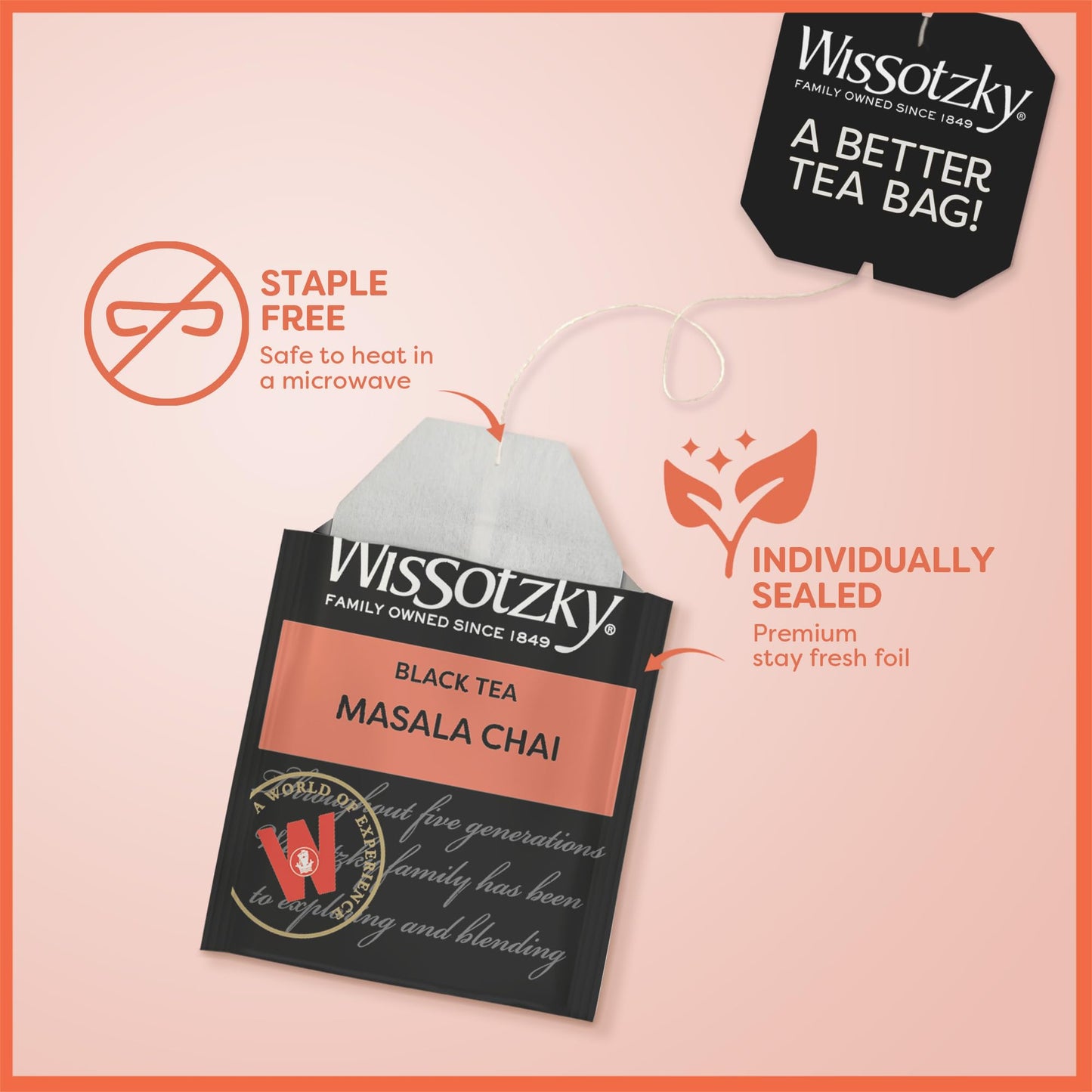 Wissotzky Masala Chai Black Tea (6 Pack - 120 Tea Bags) | Aromatic Chai Tea | Antioxidant Rich | Comforting Tea | Black Tea Bags