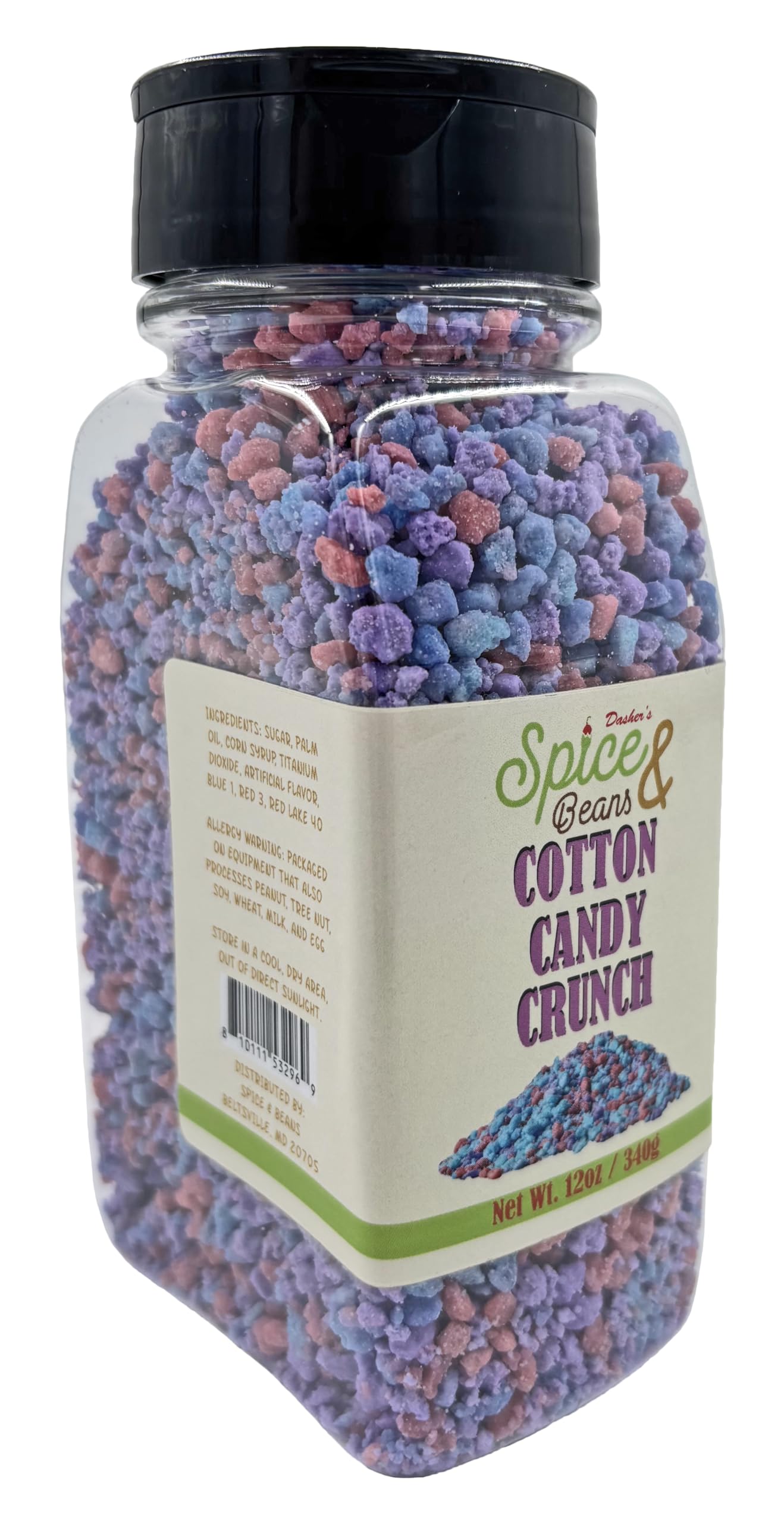 Dashers Spice & Beans - Ice Cream Topping & Cake Decoration (12 oz., Cotton Candy Crunch)