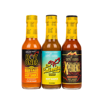 Hot Ones Season 23 The Classic Trio, Hot Sauce Pack With The Buffalo Hot Sauce, Los Calientes Verde & The Last Dab: Xperience, M
