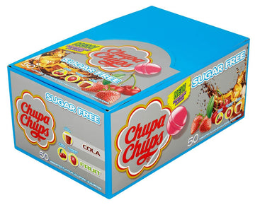 Chupa Chups SUGAR FREE Lollies, Assorted Flavours, 50 Count (Pack of 1) - Perfect for Guilt-Free Enjoyment!
