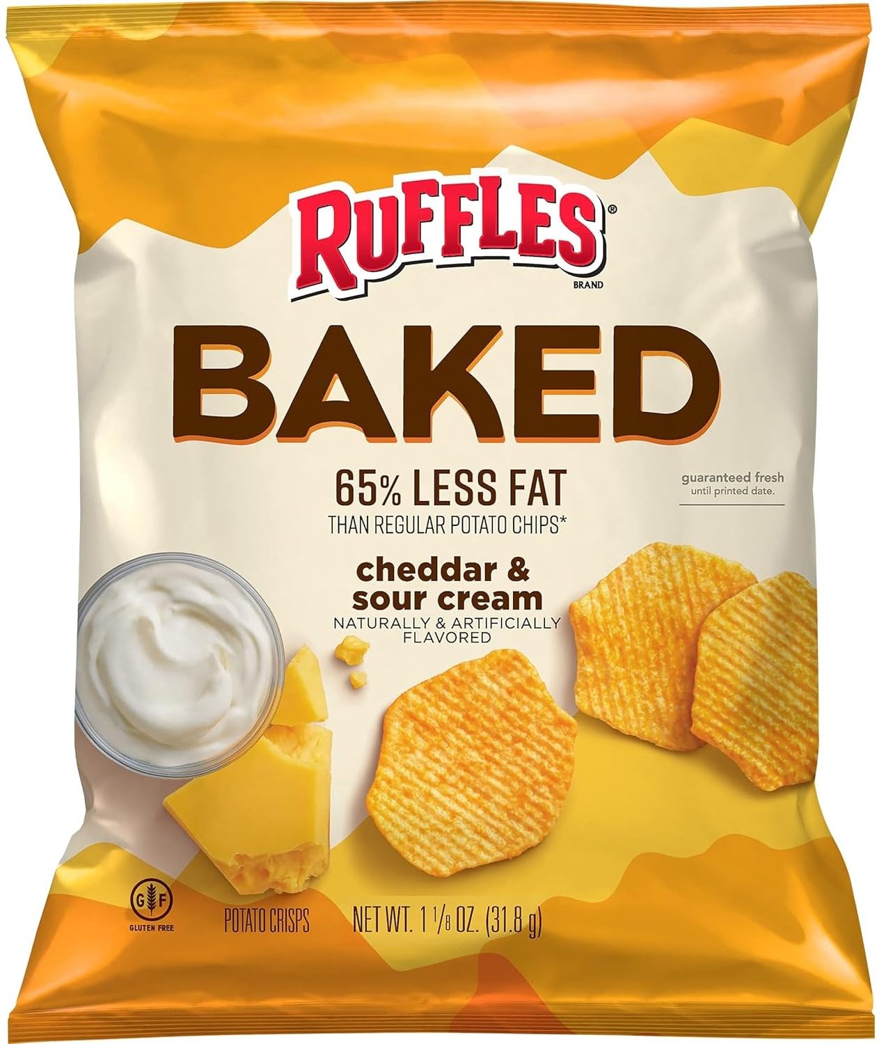 SUPERDEALS Baked Ruffles Cheddar & Sour Cream Chips Value Pack, 1.125 Ounce (Pack of 16)