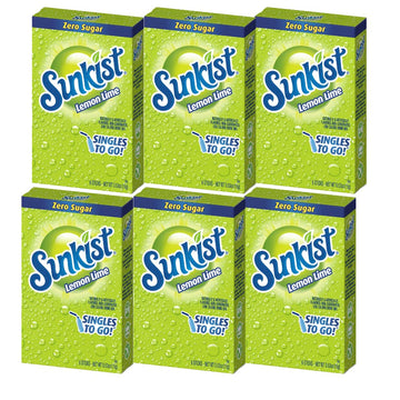 SINGLES TO GO! Drink Mix Lemon-Lime, Non-Carbonated, Low-Calorie, Zero Sugar, 6 Pack of 1 Ounce Sachets