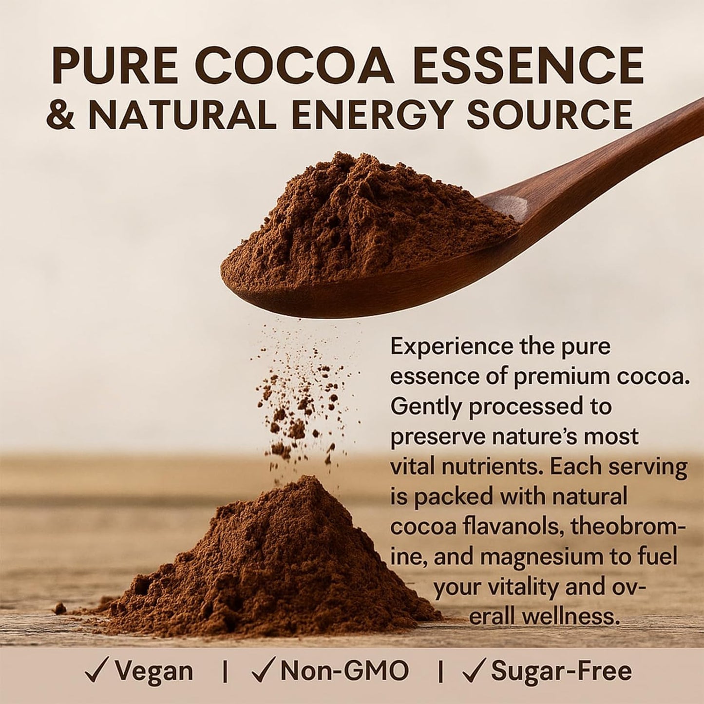 High-Flavanol Cocoa Powder dietary product -Rich in Natural Cocoa Flavonoids & Epicatechin Blend  Vegan  Non-GMO  No Sugar Added  Supports Daily Vitality & Heart Health  7.05 oz