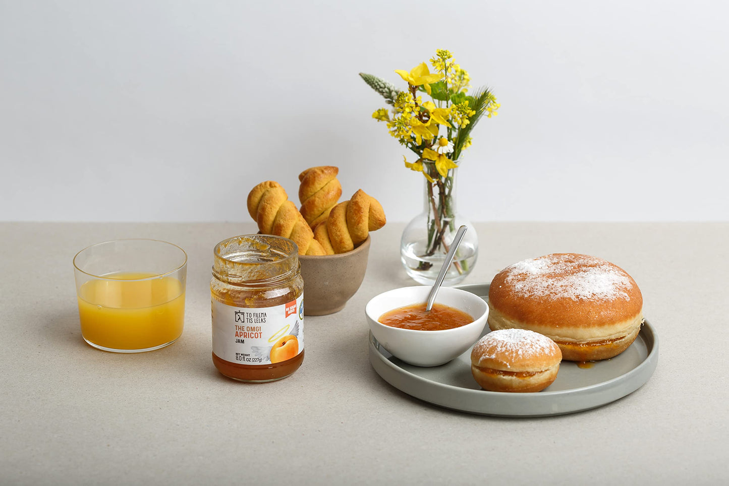 Apricot Jam - 8 Fl. Oz - No Sugar Added Natural Sweetness Taste - Made In Greece, No Preservatives, Gluten Free Apricot Jam - Fr