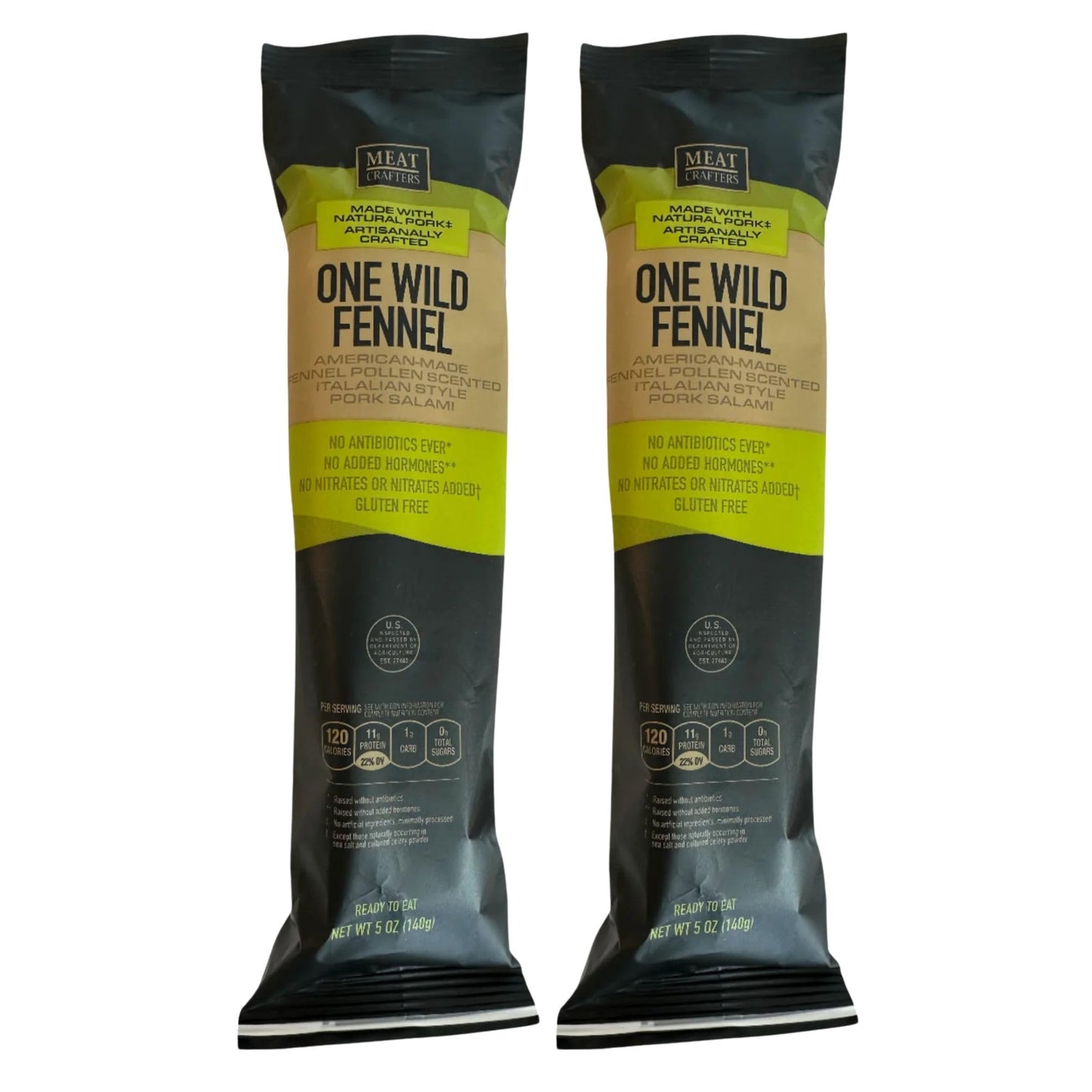 MeatCrafters One Wild Fennel, Dry Cured, No Added Nitrites or Nitrates, Antibiotic Free, All Natural Meat, 5oz (2-Pack)