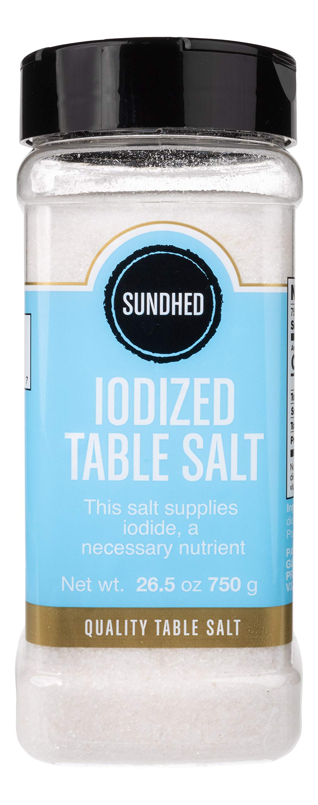Sundhed Iodized Table Salt in Refill | 750 Grams (26.45 oz) | Kosher Certified - Gourmet Salt