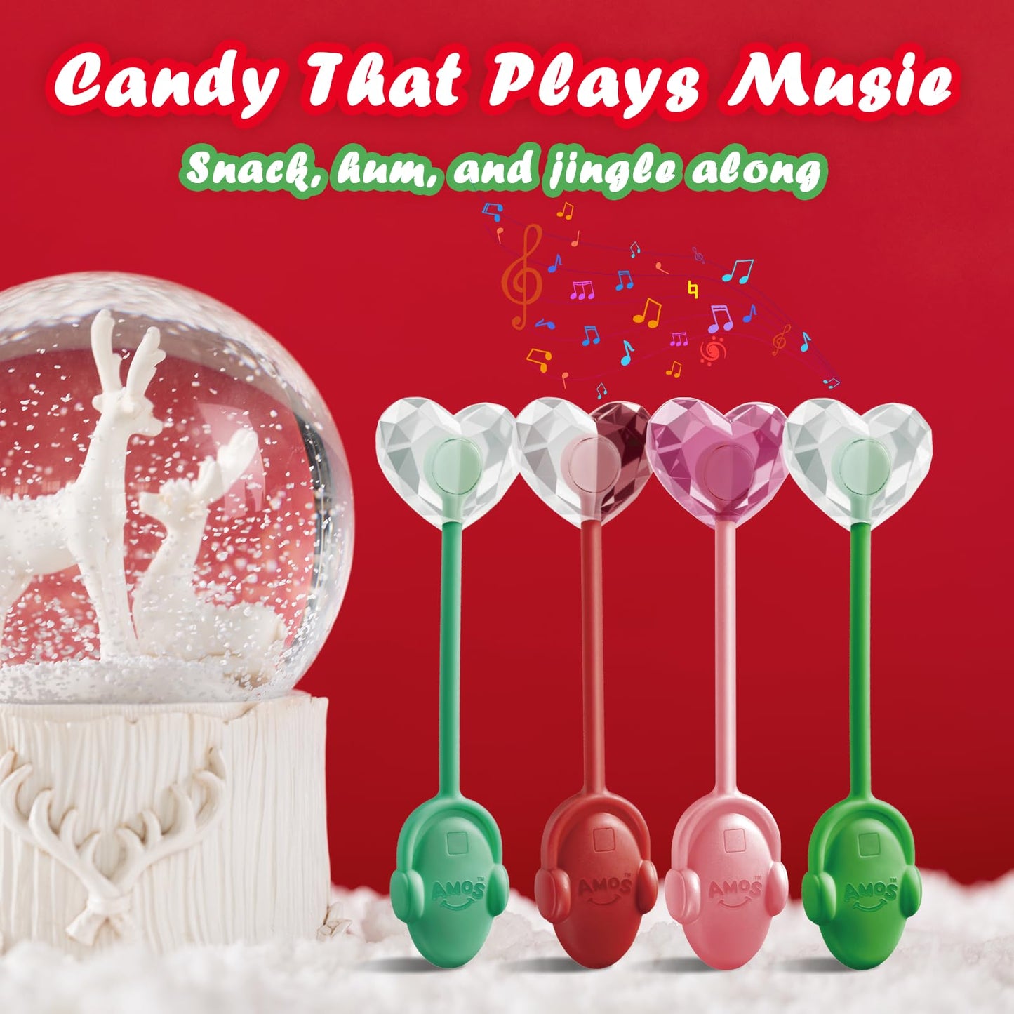 Amos Music Lollipop TastySounds Christmas Edition - Audio Singing Music Lollipop Gift Box  4-Pack
