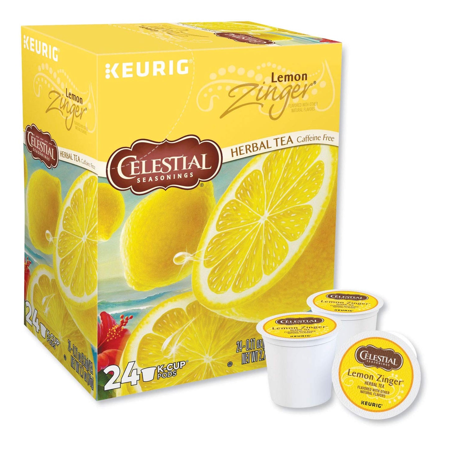 Celestial Seasonings Lemon Zinger Herbal Tea K-Cup Pods, 24 Count, Model 74-14732