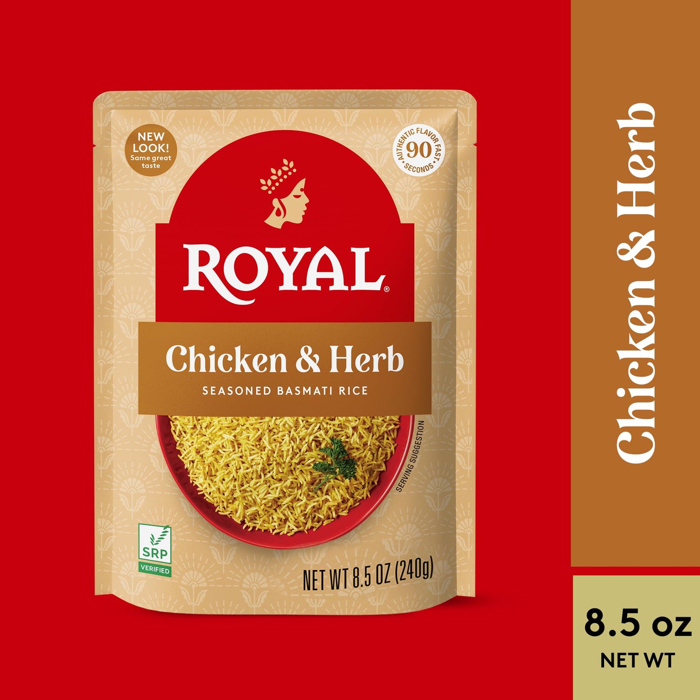 Royal - Ready To Heat Rice - Authentic Chicken & Herb, 4 Count