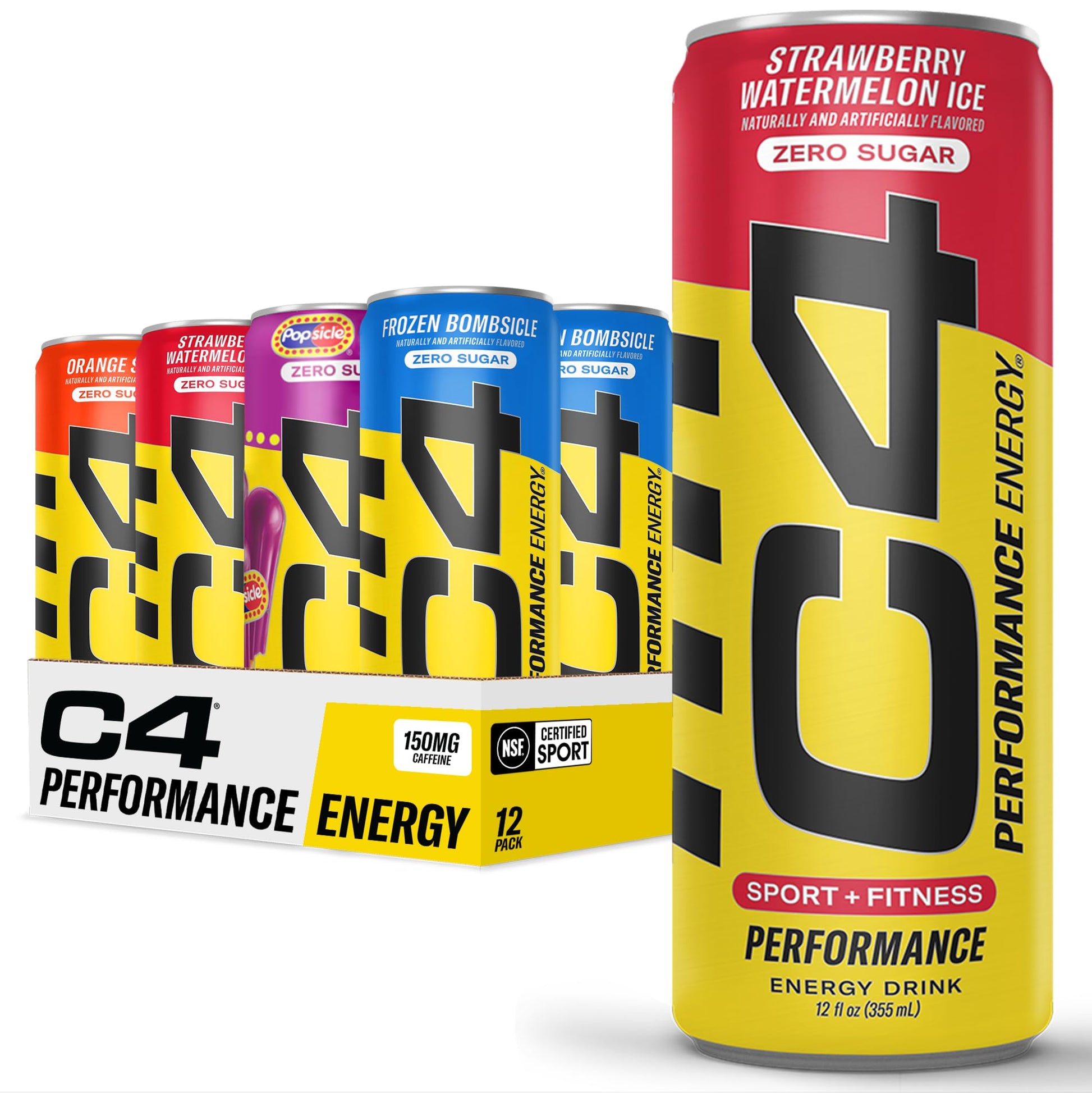 Cellucor C4 Energy Drinks Variety Pack, Sugar Free, Zero Calorie, 12 Fl Oz (Pack of 12), 4 Flavor Variety
