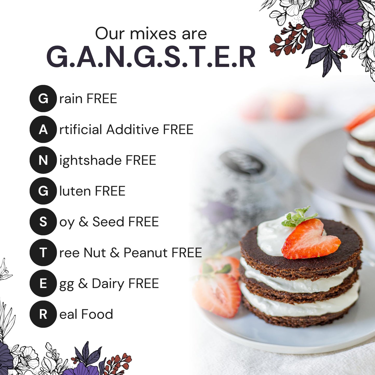 eat G.A.N.G.S.T.E.R. Dark Choconot Fudge Cake & Muffin Mix, Allergy-Friendly Baking Mix, Grain-Free, No Dairy, Nuts, Gluten, Dai