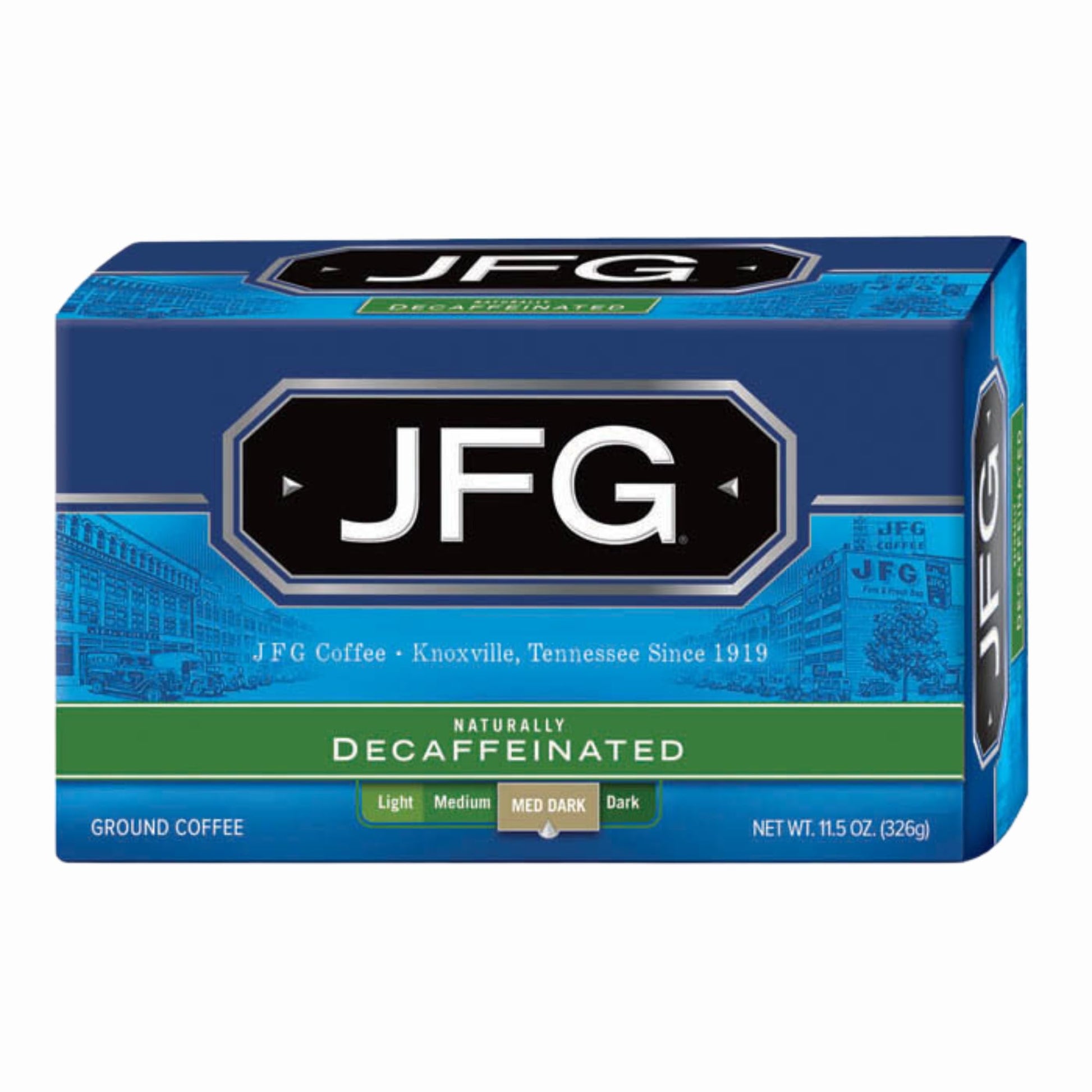 JFG Naturally Decaffeinated Medium-Dark Roast Ground Coffee, 11.5oz Bag (Pack of 4)