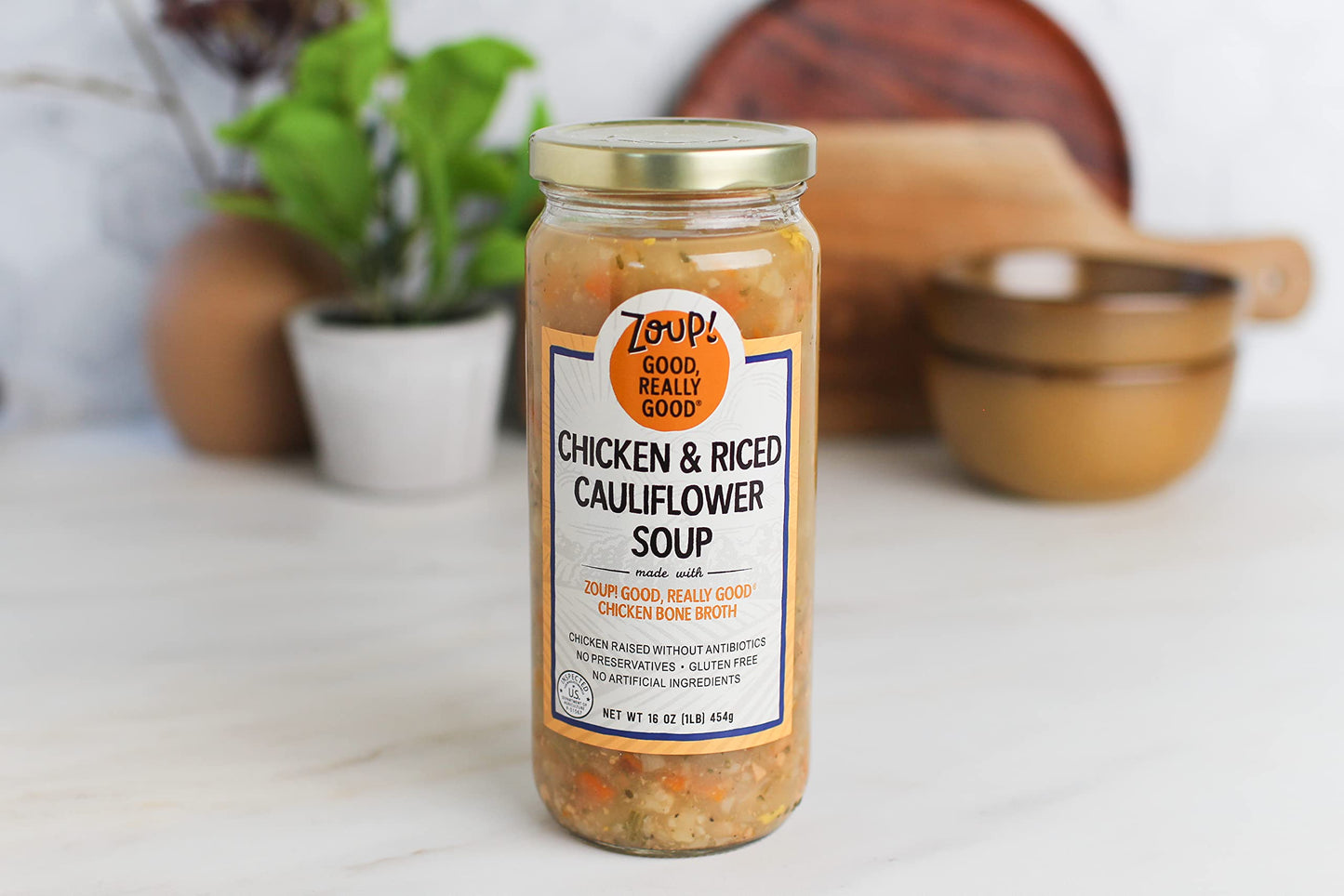 Zoup! Chicken & Riced Cauliflower Soup - Gluten Free, No Preservatives, 16 oz Ready to Serve