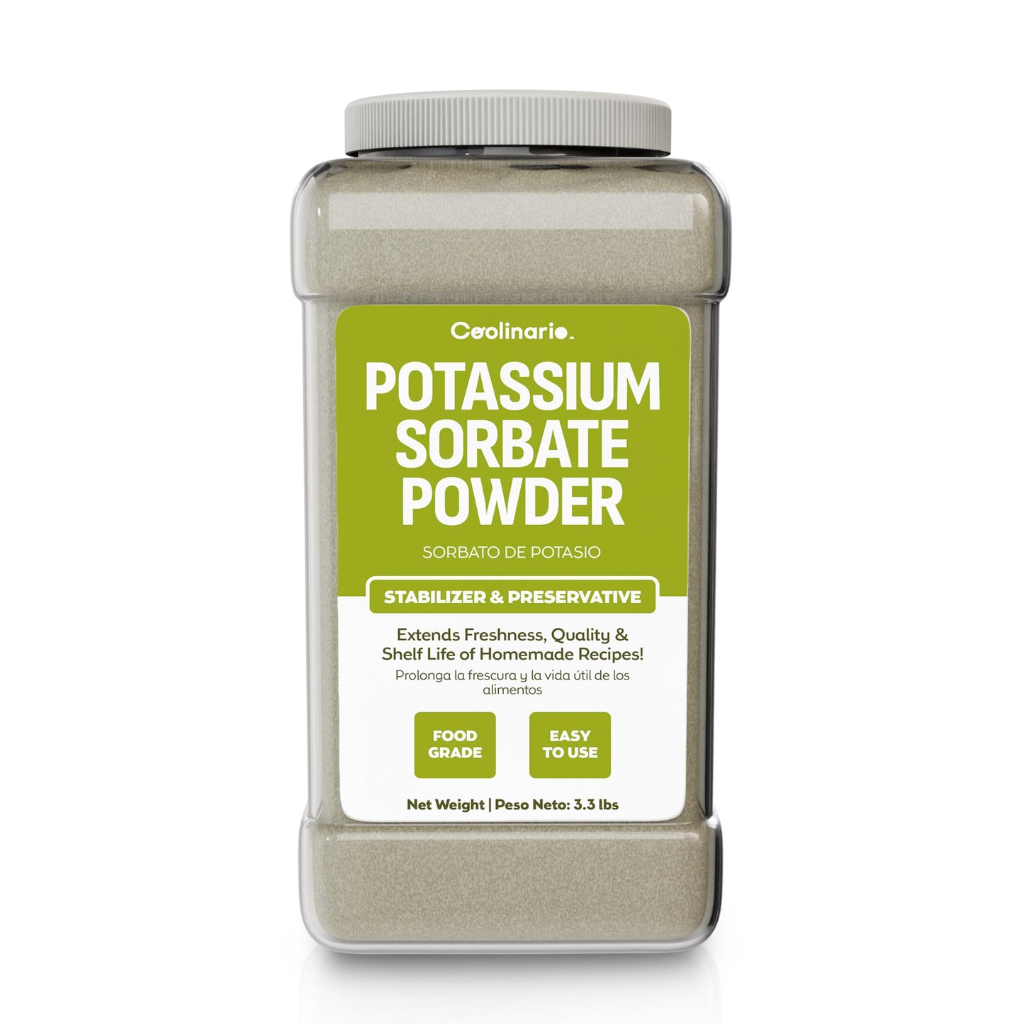 Coolinario Potassium Sorbate - 1 Gal (3.3 Lbs) Food Grade Preservative For Beverage-Inspired Stabilization  Homemade Jams  Baked Goods  Cheese Making & Dried Snacks | Extends Freshness & Shelf Life