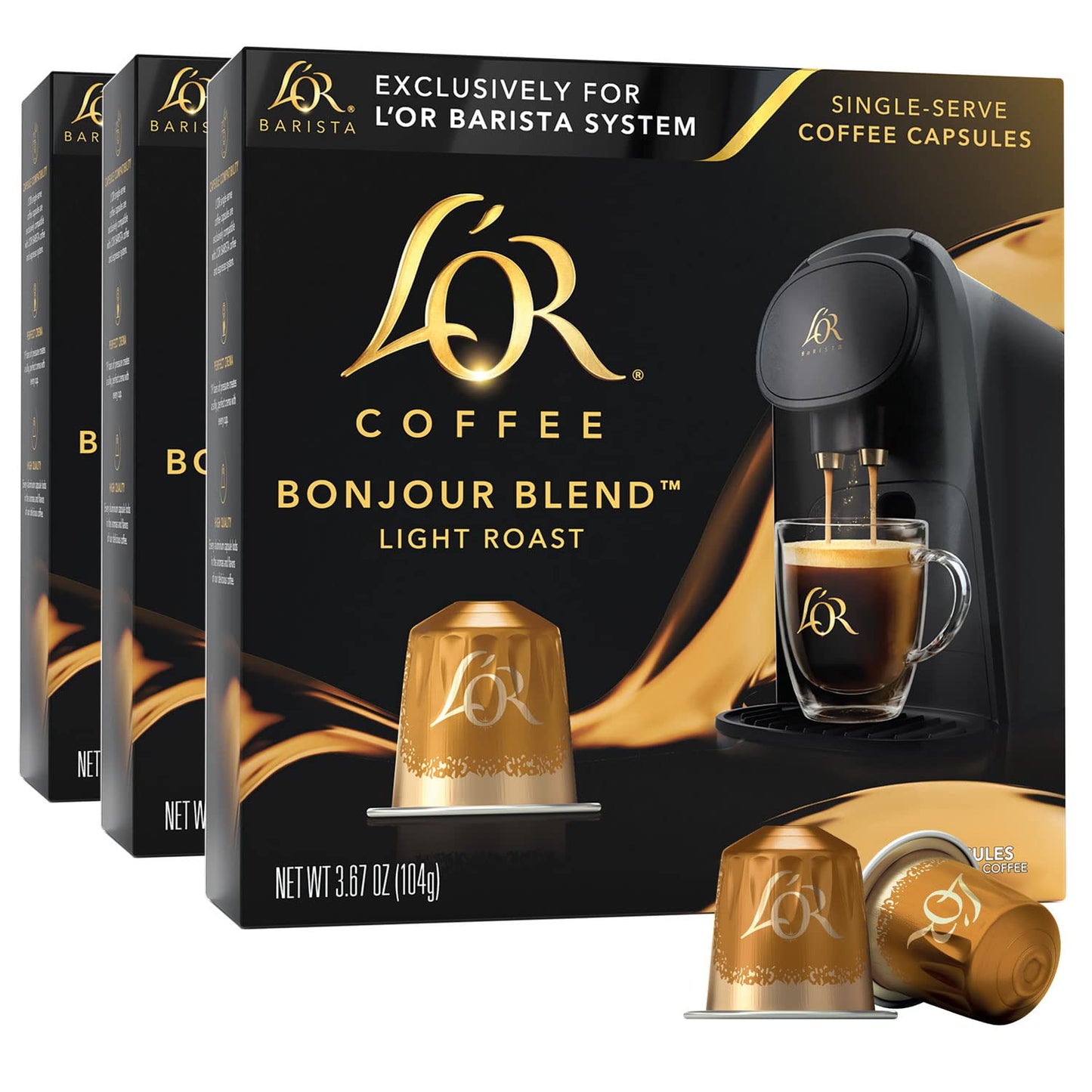 LOR Coffee Pods  30 Capsules Bonjour Light Roast Blend  Single Cup Aluminum Coffee Capsules limited availabilityly Compatible with the LOR BARISTA System