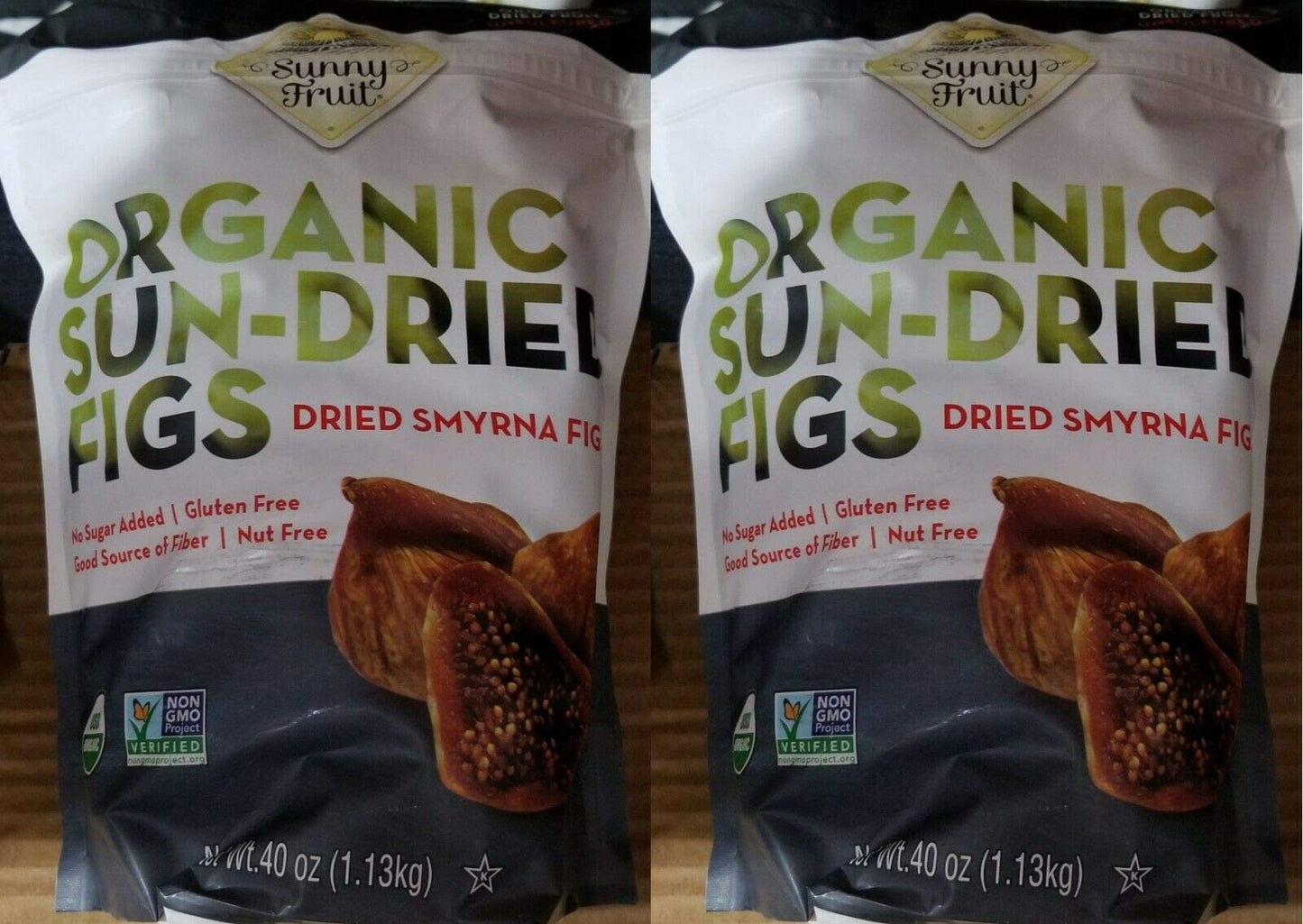 Sunny Fruit Organic Sun-Dried Figs (2 Pack 40Oz Each Bag)