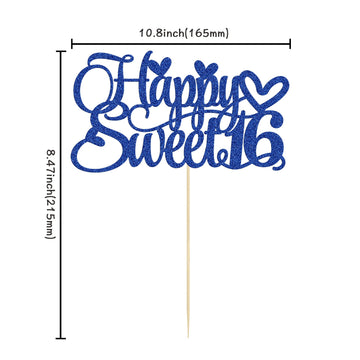 1Pc Happy Sweet 16 Cake Topper Glitter 16Th Birthday Cake Pick Decorations For Cheers To 16 Years Old 16Th Birthday Party Cake D