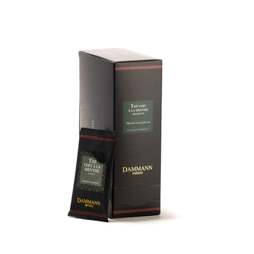 Dammann Freres Satchets, Green Mint Tea Bags, Premium Gourmet French Green Tea, Blend Spearmint, Peppermint Flavors, Individuall
