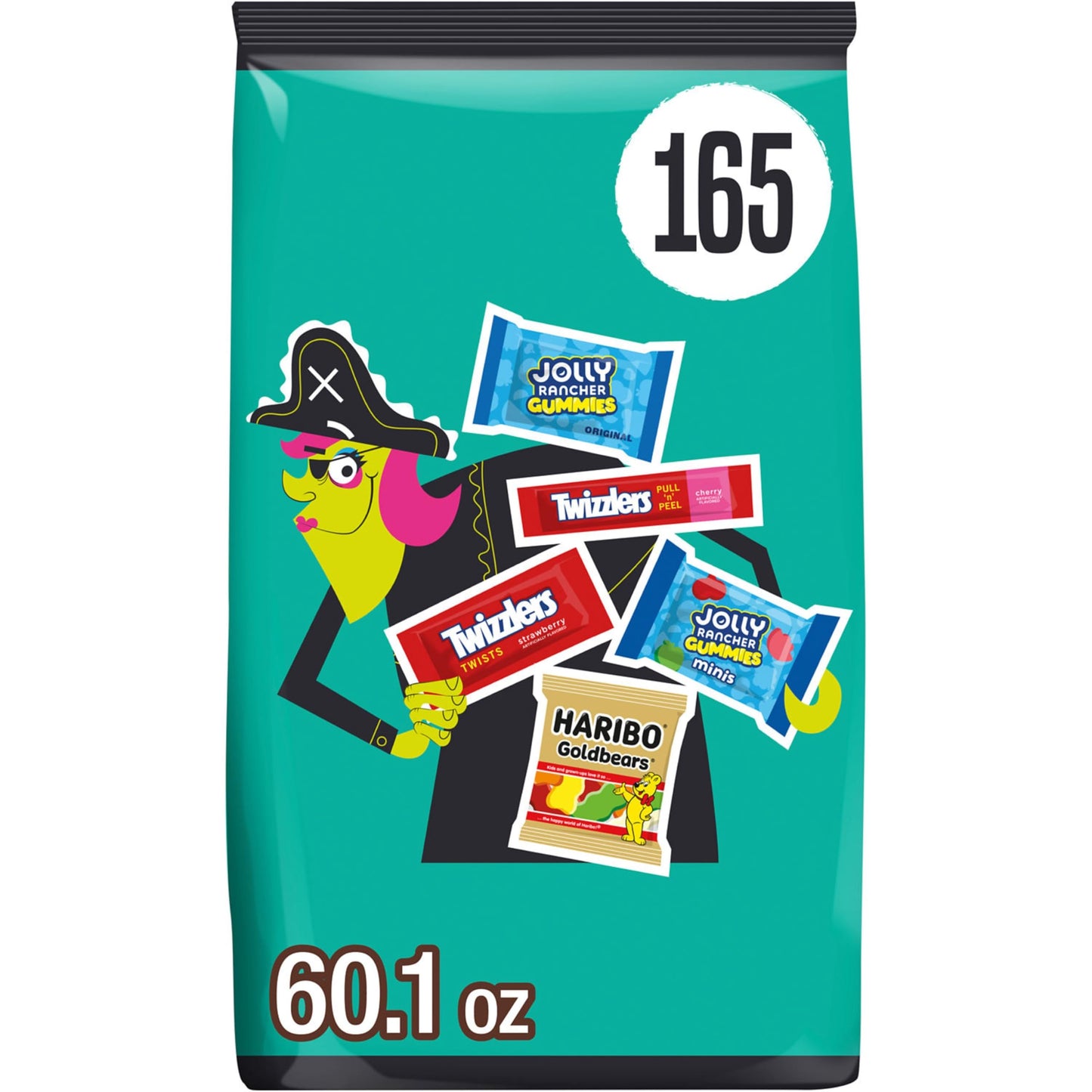 HAL Sweets Assortment Stand Up Bag (JOLLY RANCHER Gummies  JOLLY RANCHER Gummies Minis  TWIZZLERS PULL N PEEL Cherry Flavored  TWIZZLERS Strawberry Flavored Twists and HARIBO GOLDBEARS)
