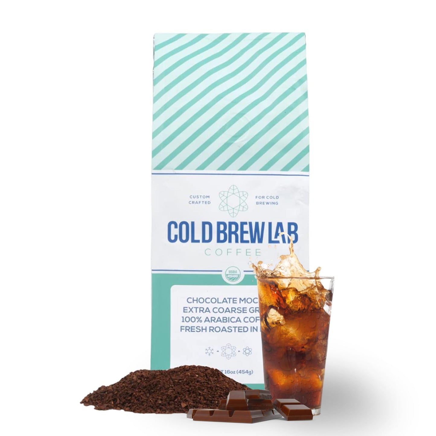 COLD BREW LAB Cold Brew Coffee, Chocolate Mocha Flavor, Dark Roast, Coarse Grind, 1 LB