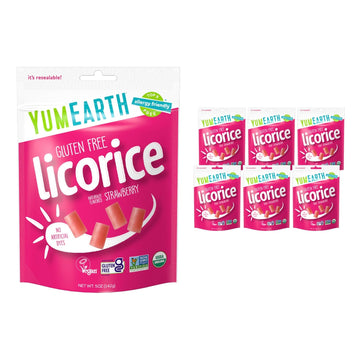 Yumearth Organic Gluten Free Strawberry Licorice Snack Packs - Allergy Friendly, Gluten Free, Non-Gmo, Vegan, No Artificial Flav