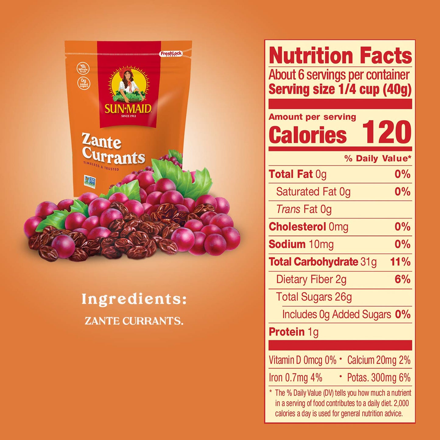 Sun-Maid California Zante Currants Snack Bags Whole Natural Dried Fruit No Artificial Flavors Non-GMO Vegan And Vegetarian Frien