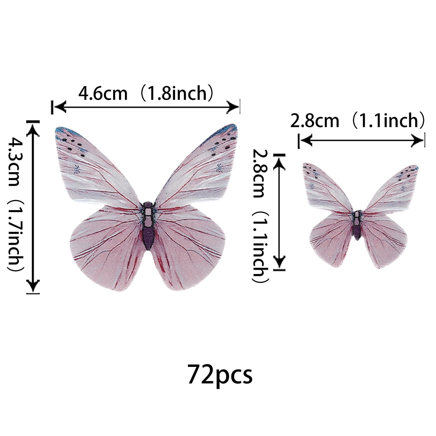 ZHUOWEISM 72PCS Butterfly Edible Cupcake Toppers, Purple Paper Cake Decorations for Baby Shower & Kids Birthday Party