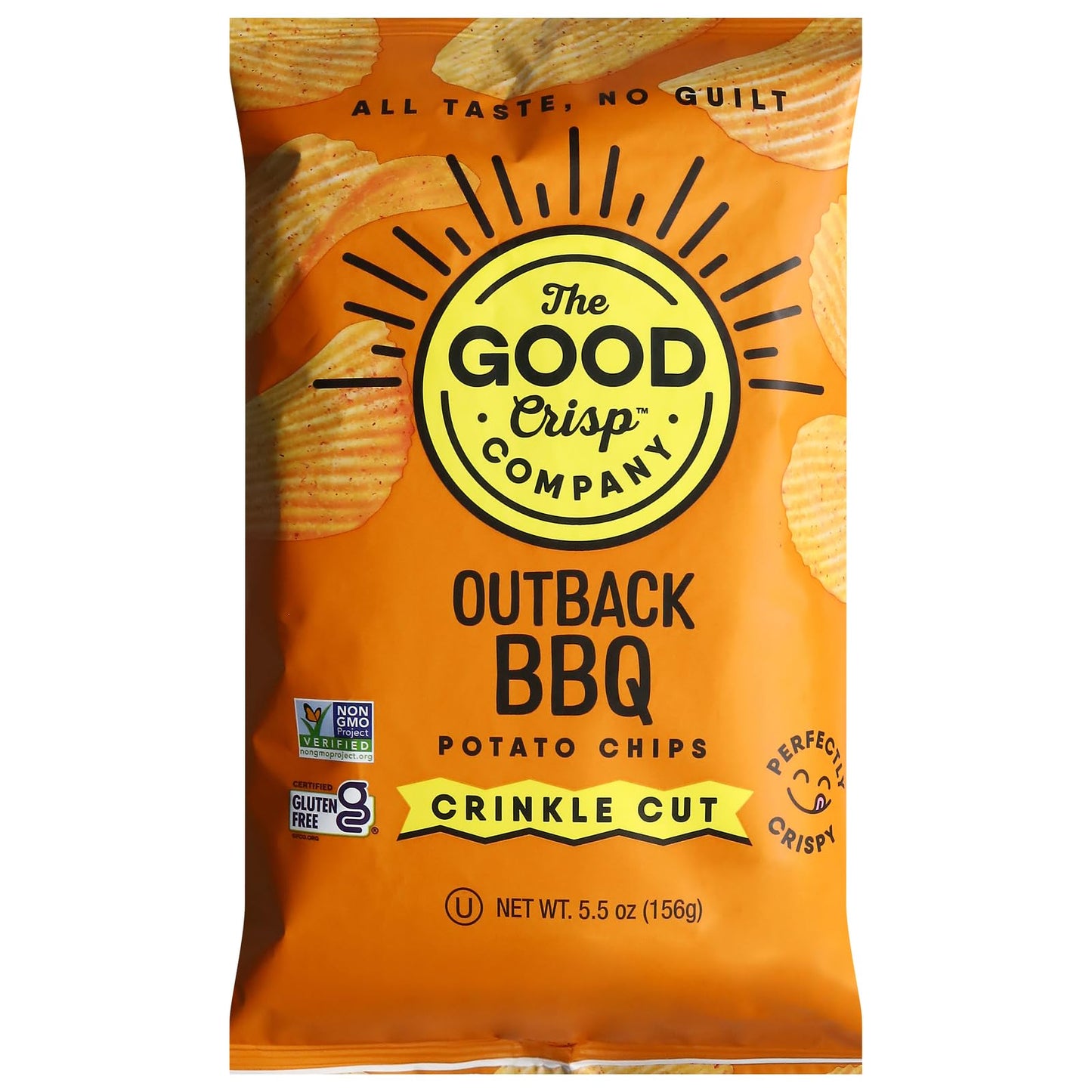 The Good Crisp Company Outback BBQ Potato Chips, Crinkle Cut, Kosher, Gluten Free & Non-GMO, 5.5 Ounce (Pack of 12)