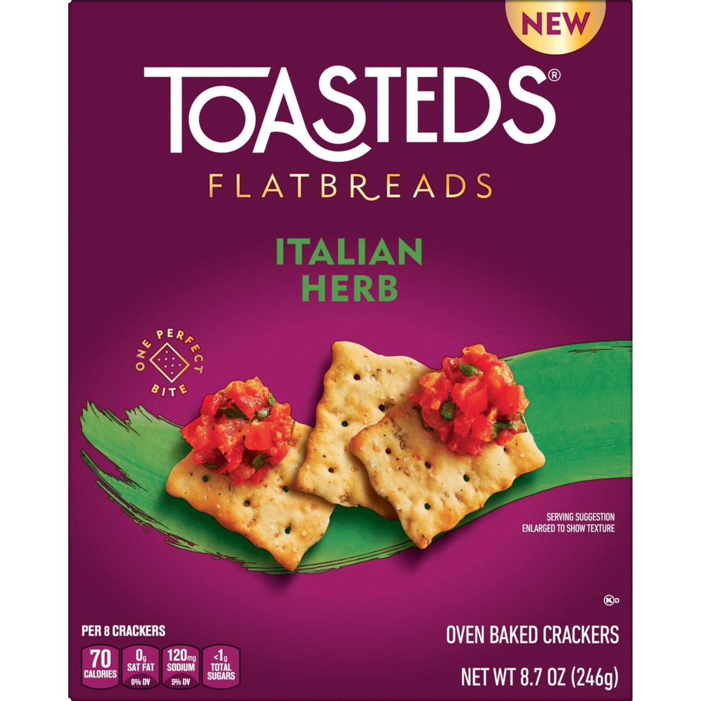 Toasteds Flatbreads Crackers, Party Snacks, Lunch Snacks, Italian Herb (10 Boxes)
