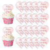Urroma Happy Valentine'S Day Cupcake Toppers, Rose Gold 20Pcs Sweet Love Theme Valentine'S Day Cupcake For Baby Shower Diy Birth