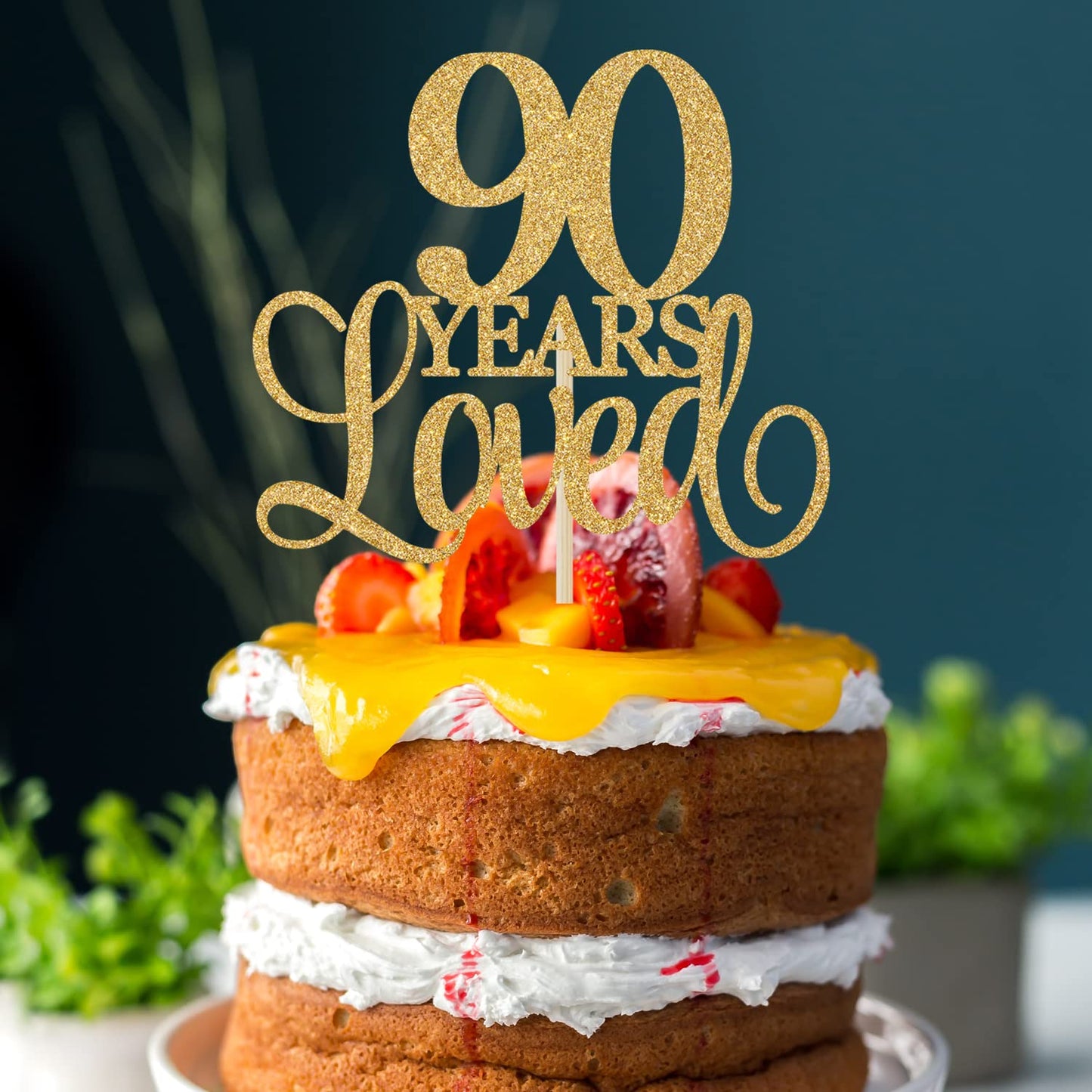 90 Years Loved Cake Topper, Cheers To 90 Years, 90Th Birthday Cake Topper, 90Th Wedding Anniversary Cake Topper, 90Th Anniversar