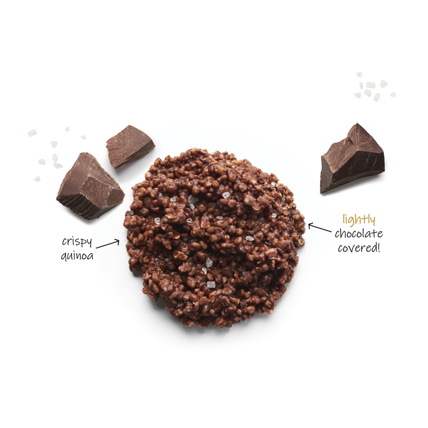 Undercover Chocolate Quinoa Crisps - Dark Chocolate & Sea Salt, 70 Individually Wrapped, Gluten-Free, Nut-Free, Plant-Based, 0.25 oz