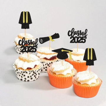 24 Pack 2025 Graduation Cupcake Toppers Class Of 2025 Graduation Uniform Graduate Graduation Hat Cupcake Picks For 2025 Graduati