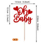 YCTHUNFISH Valentines Day Cake Topper, Glitter Heart Design, Bamboo Material, Red, Baby Shower, Kids Birthday Party Decoration