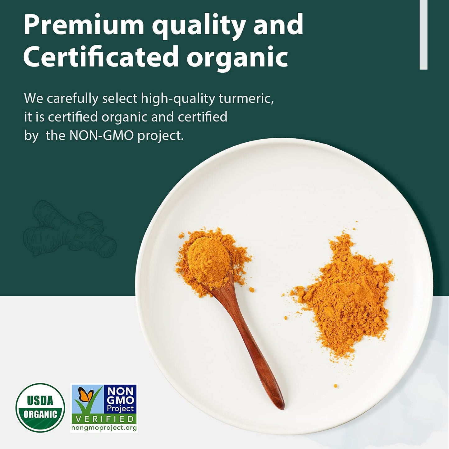 Soeos Organic Turmeric Powder 10oz (284g), Non-GMO Verified, USDA Organic, Natural Curcumin, Lab Tested for Purity, Sealed Packa