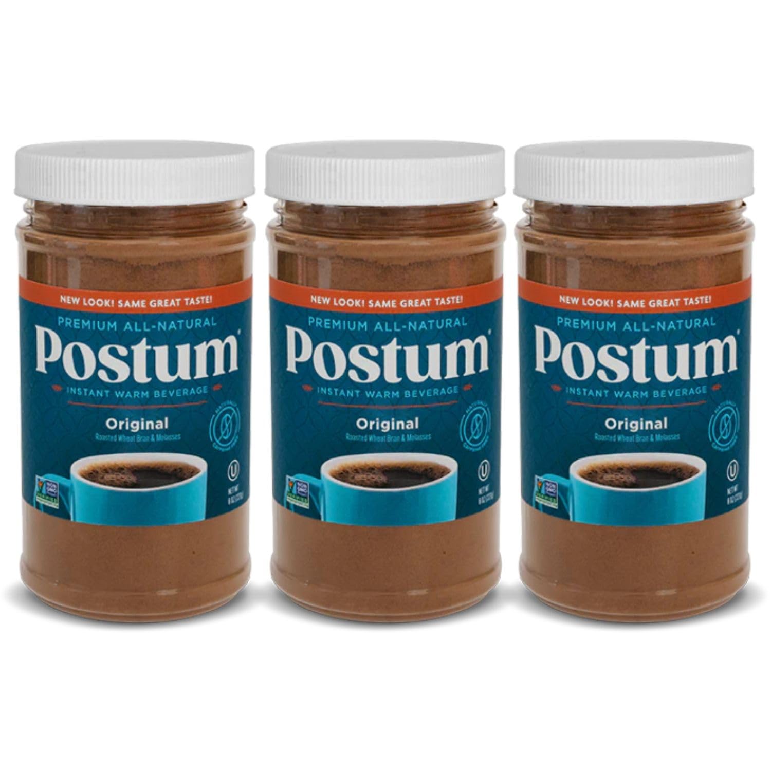Postum Coffee Substitute Original, Caffeine-Free, Vegan Drink, 8oz (Pack of 3)